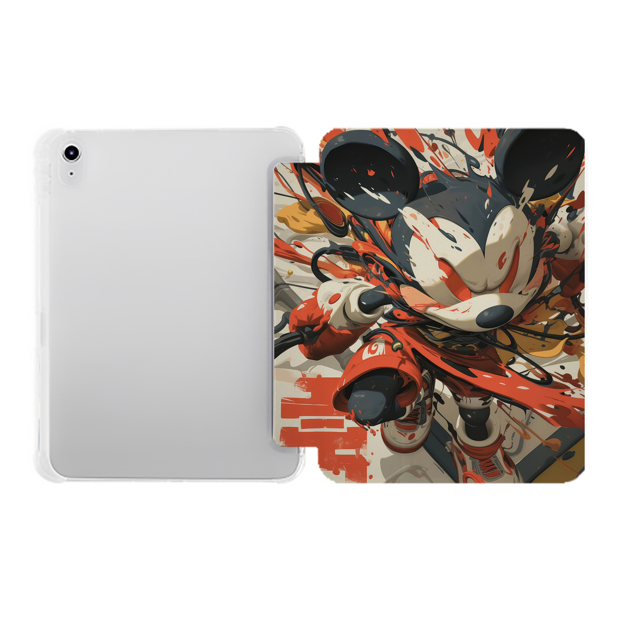 （画像用） ミッキーマウス Mickey Mouse IPad ケース ペン収納付き 三つ折りスタンド PUレザー×シリコン 対応機種9.5/10.5/10.9インチ